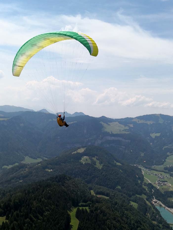 In den Luftobjekten werden die Erfahrungen als Gleitschirmpilot verarbeitet